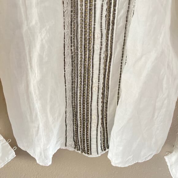 NEW Anthropologie Floreat Cleo Embroidered Beaded Button shirt - Picture 4 of 10